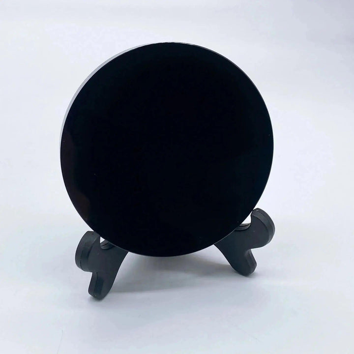 Obsidian Scrying Mirror | Black Obsidian Divination Mirror with Stand
