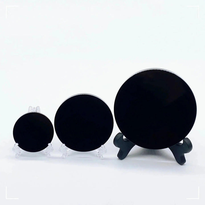 Obsidian Scrying Mirror | Black Obsidian Divination Mirror with Stand