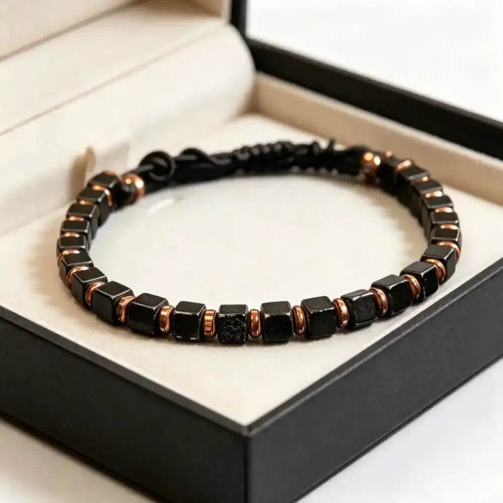 Obsidian Square Bead Bracelet