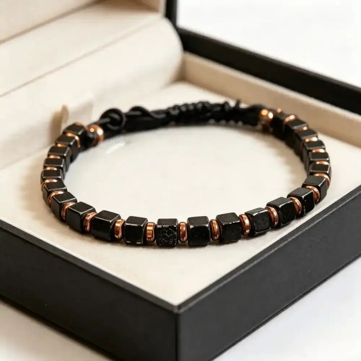 Obsidian Square Bead Bracelet