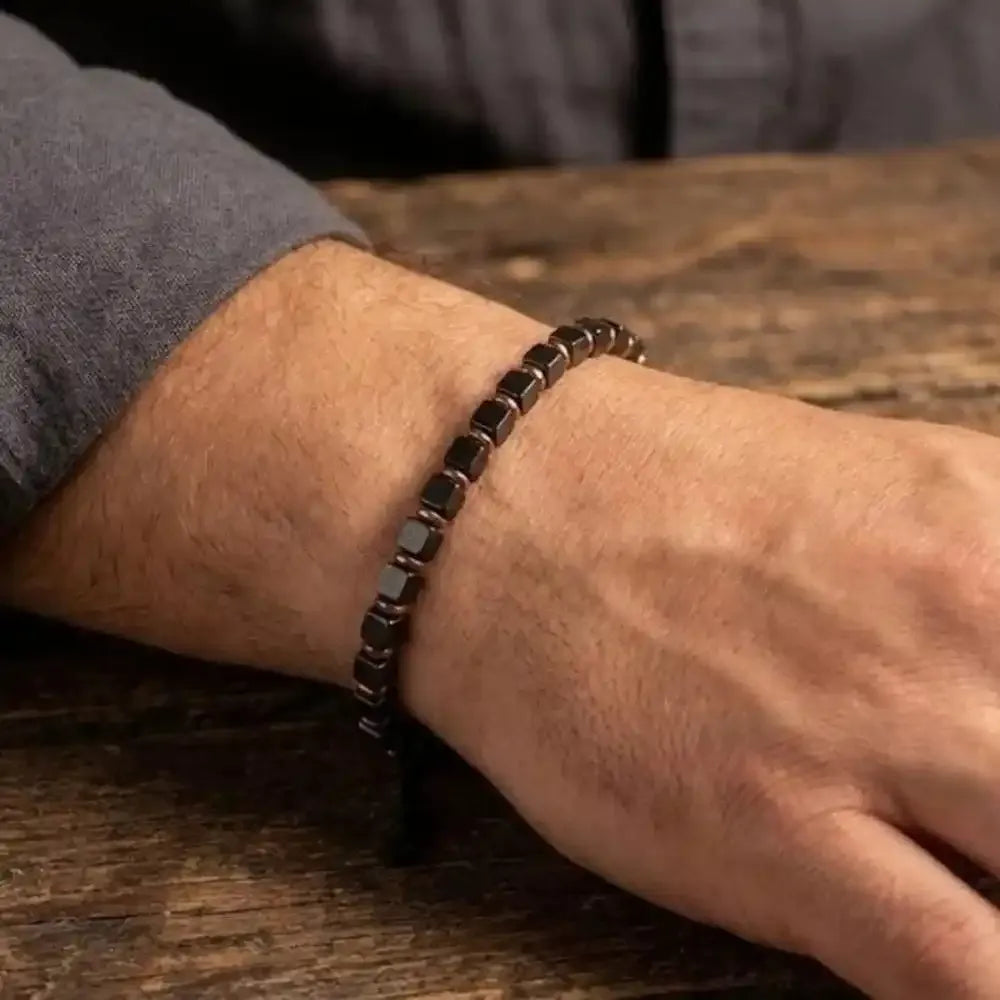 Obsidian Square Bead Bracelet