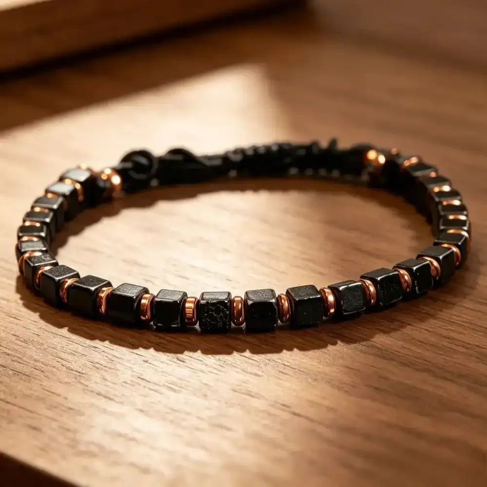 Obsidian Square Bead Bracelet