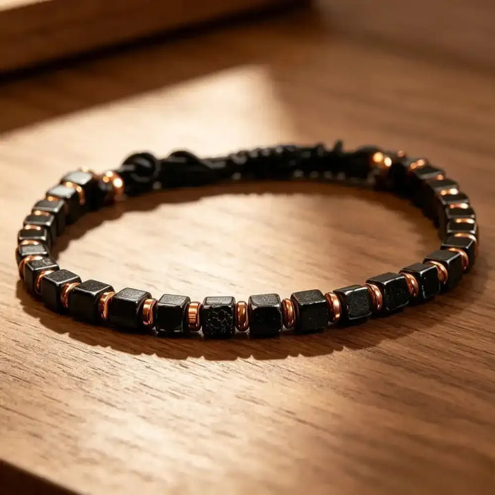 Obsidian Square Bead Bracelet
