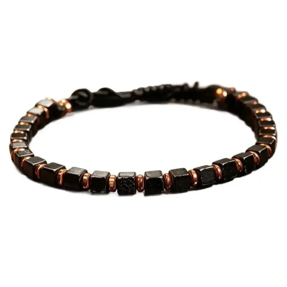 Obsidian Square Bead Bracelet