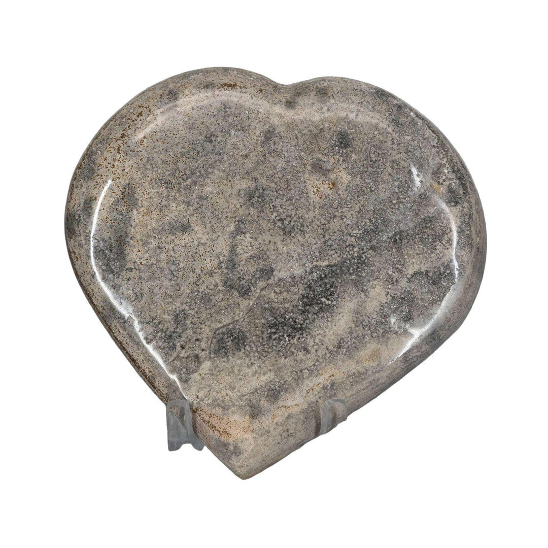Ocean Jasper Heart 4 Inch, a substantial piece with unique orbicular patterns in green, cream, and pink.
