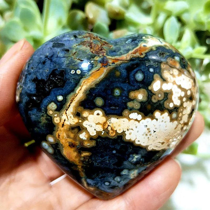 Ocean Jasper Crystal Carved Polished Heart Specimen