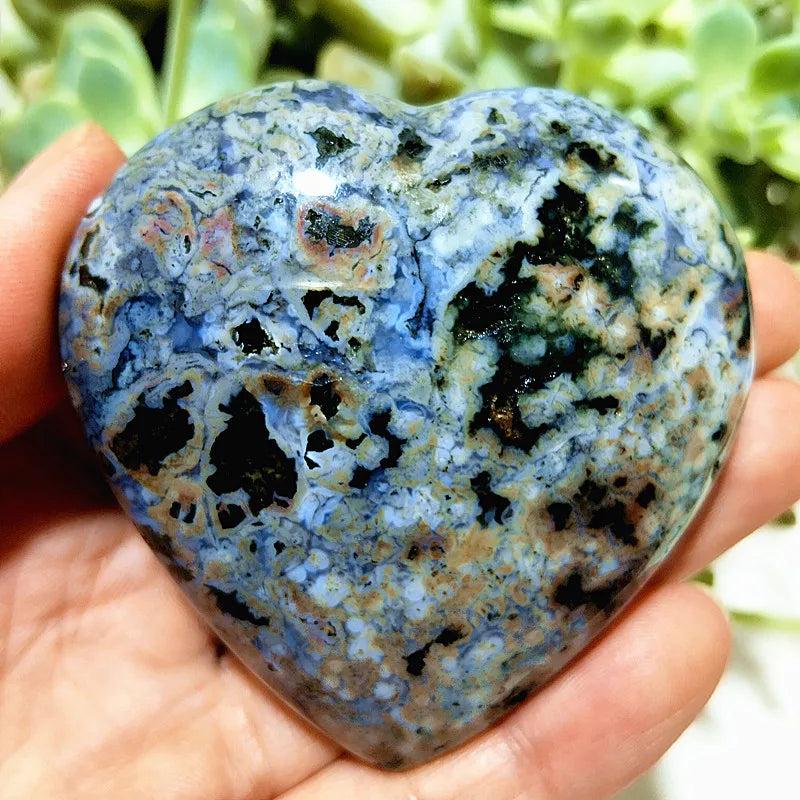 Ocean Jasper Crystal Carved Polished Heart Specimen
