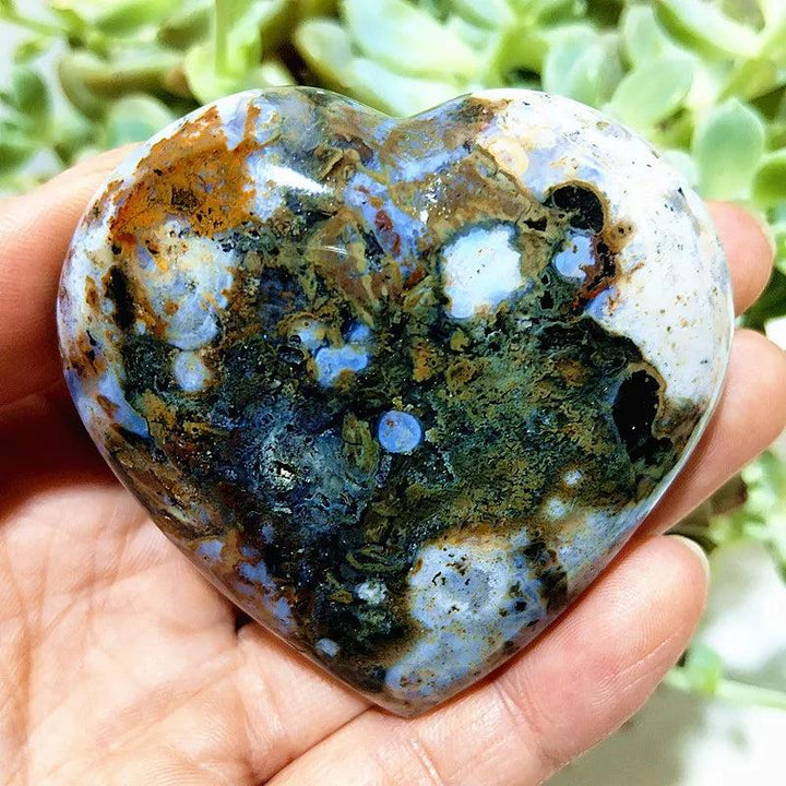 Ocean Jasper Crystal Carved Polished Heart Specimen