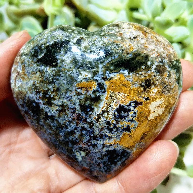Ocean Jasper Crystal Carved Polished Heart Specimen