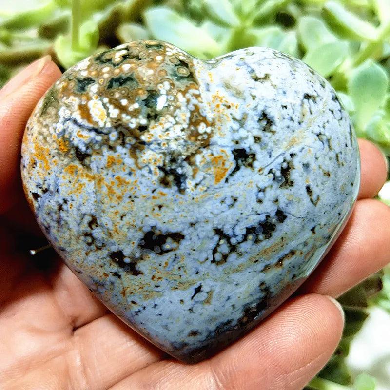 Ocean Jasper Crystal Carved Polished Heart Specimen