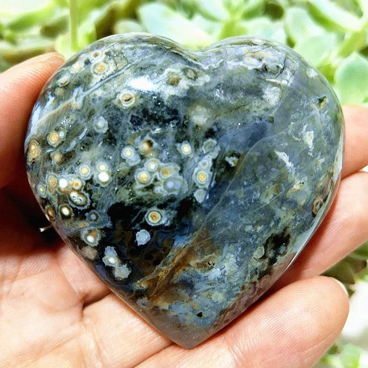 Ocean Jasper Crystal Carved Polished Heart Specimen