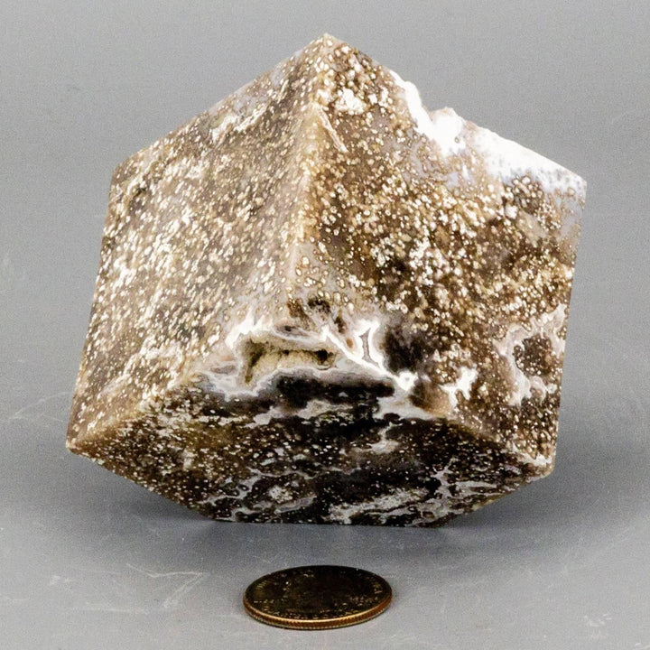 Ocean Jasper Cut Corner Cube, 2.25" with creams and earth tones, perfect for Heart and Solar Plexus Chakras.