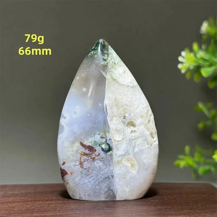 Ocean Jasper Crystal Freeform Orbicular Stone Polished, 79g, 66mm. Green, cream, rust orbicular patterns.