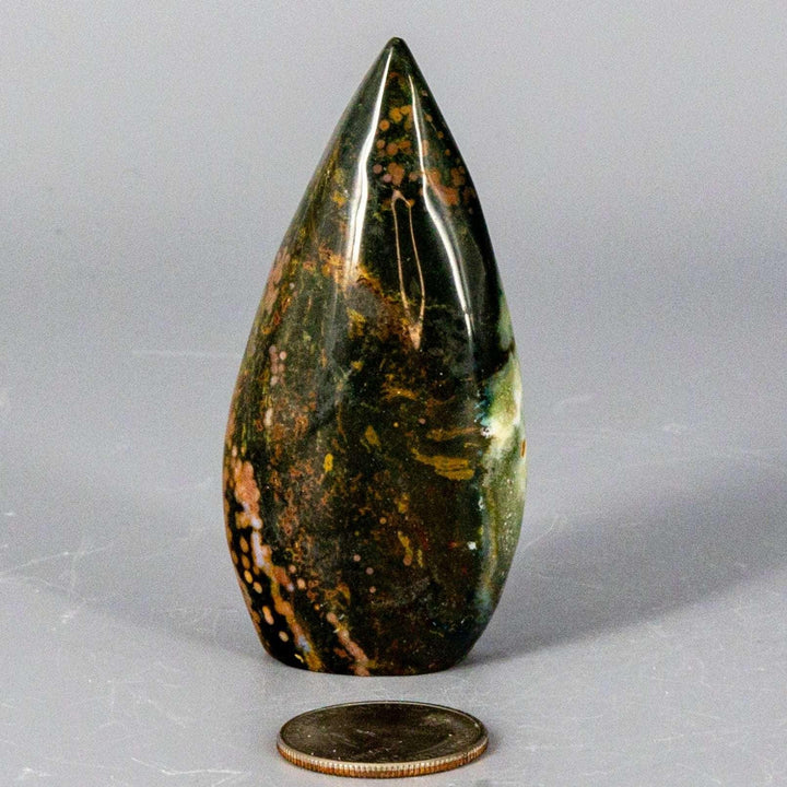 Ocean Jasper Torch Freeform: Small, 78g, natural crystal with swirling orbs and multicolor patterning.