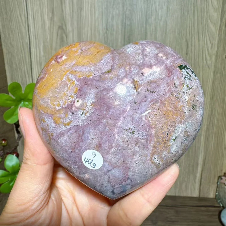 Ocean Jasper Crystal Heart-Hearts-Ali-Ocean Jasper-401g 90mm-Crystal Destiny