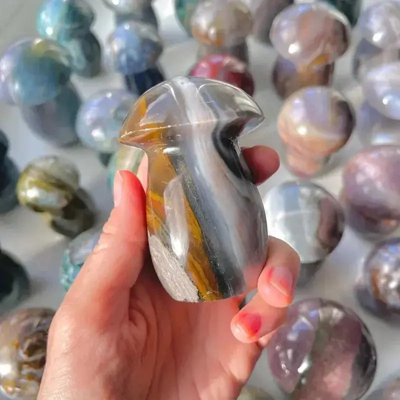 Ocean Jasper Crystal Mushroom Ornament-Carvings-Ali-Ocean Jasper-100mm-Crystal Destiny