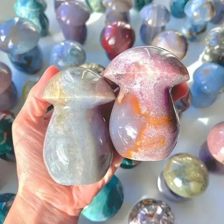 Ocean Jasper Crystal Mushroom Ornament-Carvings-Ali-Ocean Jasper-100mm-Crystal Destiny
