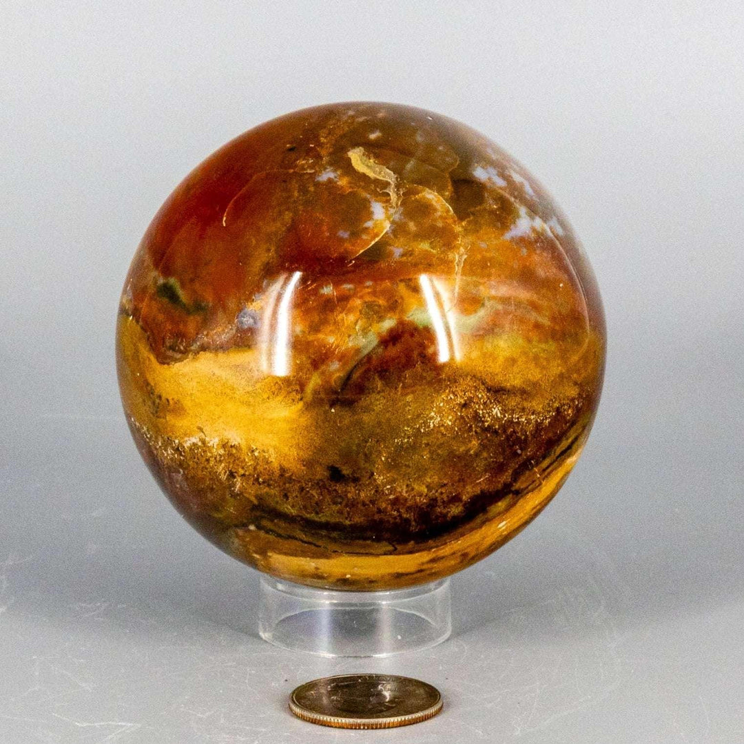 Ocean Jasper Sphere, 80mm, with grounding orb patterns and swirling multicolor fields.