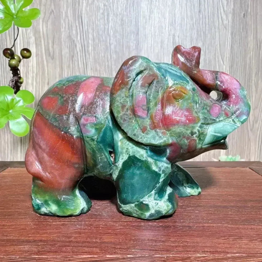 Ocean Jasper Elephant Carving | Hand Carved Crystal-Carvings-Ali-845g 132mm-Crystal Destiny