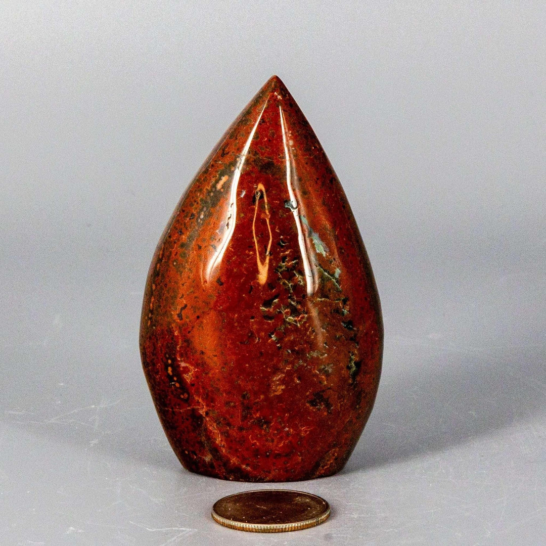 Large Ocean Jasper Torch Freeform from Crystal Destiny, featuring fiery golden reds and earthy browns, ideal for healing.