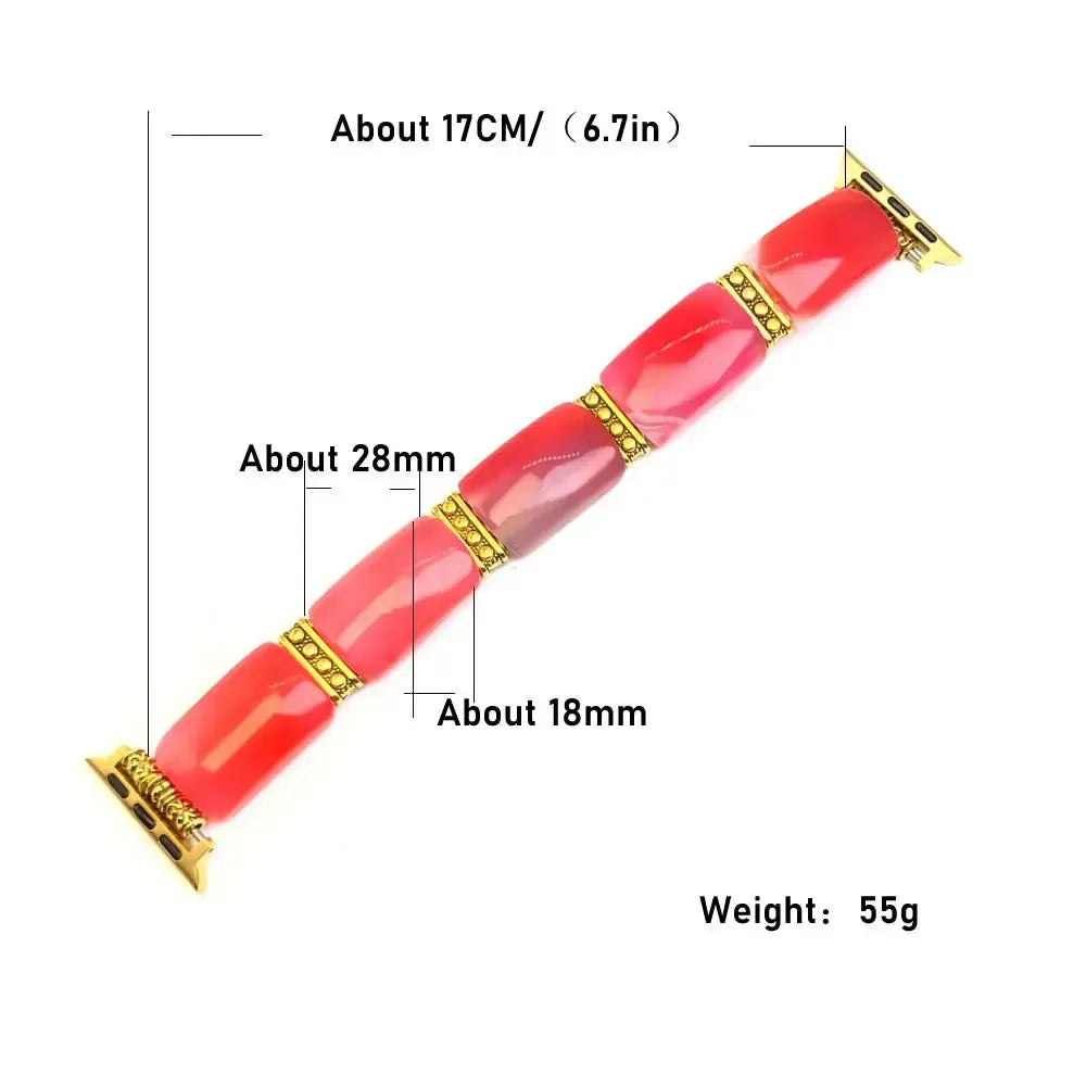 Peacock Agate Wide Link Apple Watch Bands-Bands-Crystal Destiny-Peacock Color-Large-Apple 38-41MM Plate-Crystal Destiny