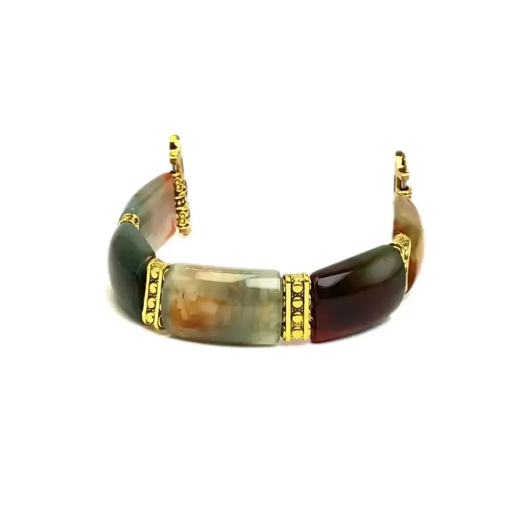 Peacock Agate Wide Link Apple Watch Bands-Bands-Crystal Destiny-Peacock Color-Large-Apple 38-41MM Plate-Crystal Destiny