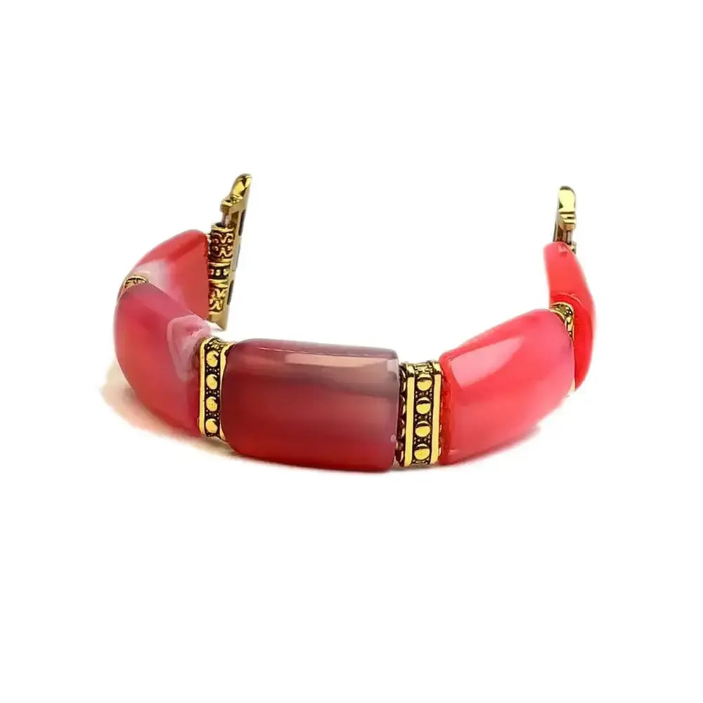 Peacock Agate Wide Link Apple Watch Bands-Bands-Crystal Destiny-Rose Red-Small-Apple 38-41MM Plate-Crystal Destiny