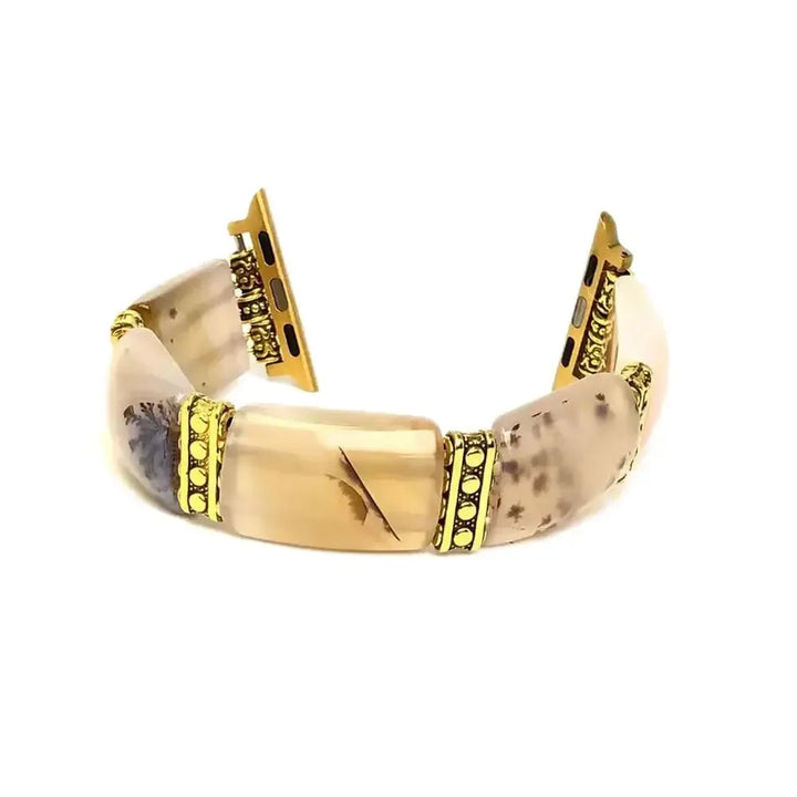 Peacock Agate Wide Link Apple Watch Bands-Bands-Crystal Destiny-Water Grass flower-Small-Apple 42-49MM Plate-Crystal Destiny