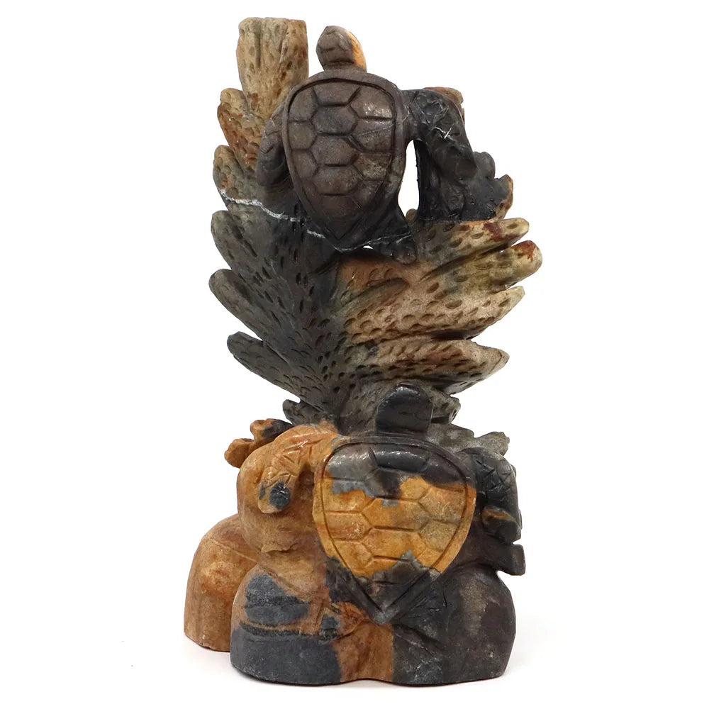 Picasso Jasper Crystal Carved Sea Turtles Figurine Statue, earthy browns, creams, and blacks, grounding & stability.