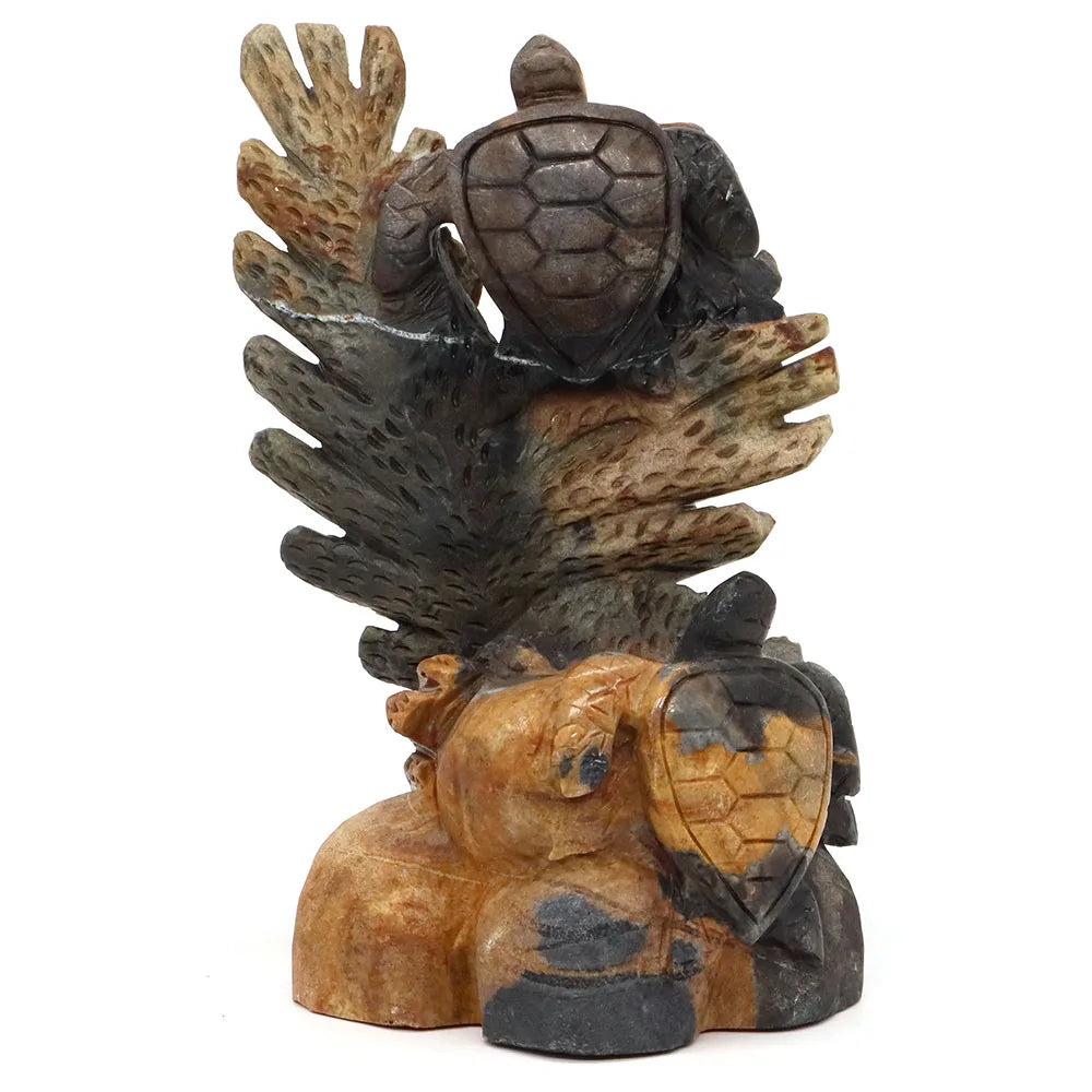 Picasso Jasper Crystal Carved Sea Turtles Figurine, earthy browns, creams, and blacks, grounding & stability.