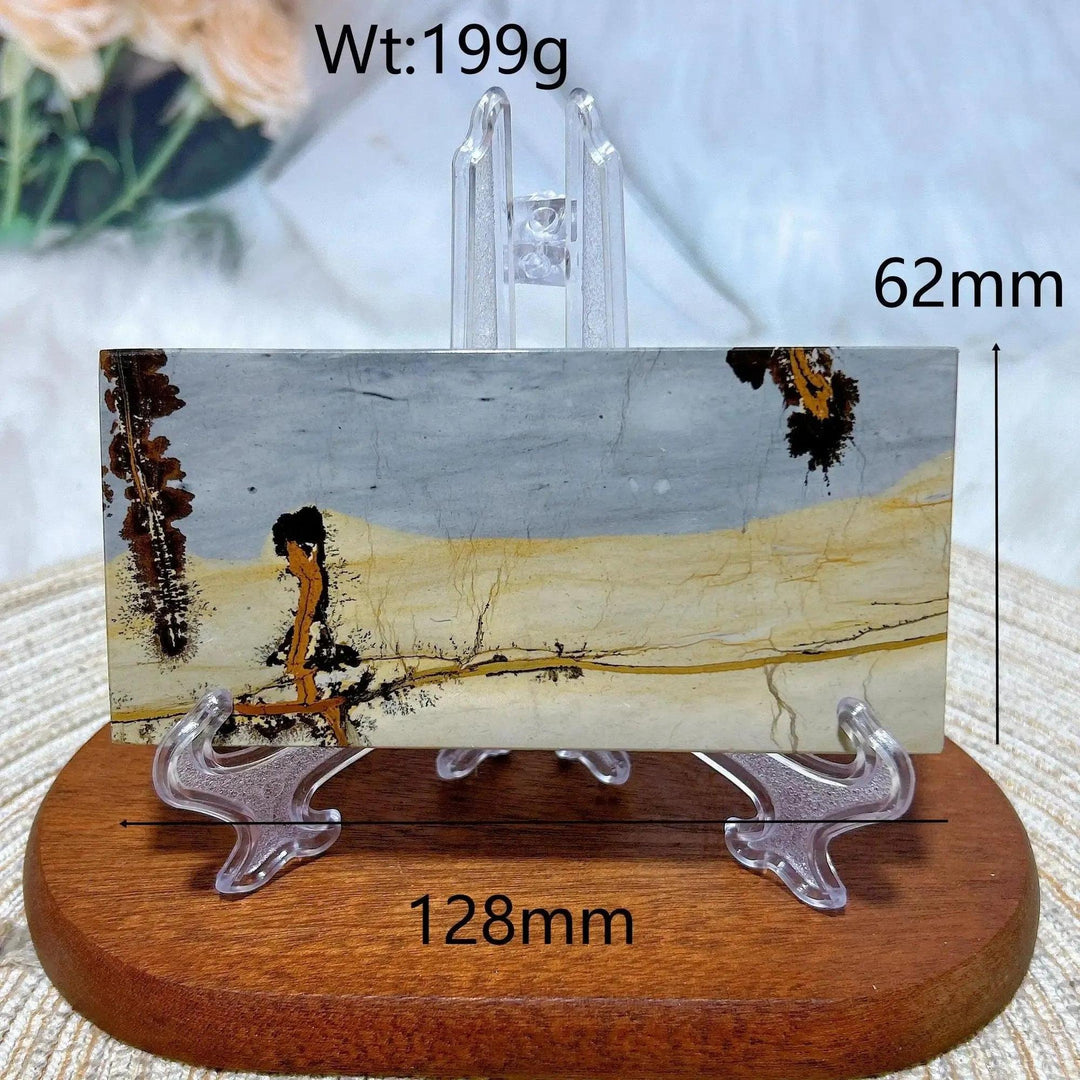 Polished Picture Jasper crystal slab from Crystal Destiny, featuring earthy tones and unique landscape patterns.