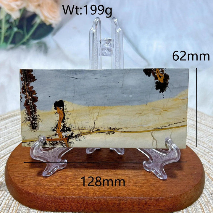 Polished Picture Jasper crystal slab from Crystal Destiny, featuring earthy tones and unique landscape patterns.