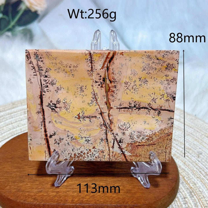 Picture Jasper crystal slab from Crystal Destiny, showing earthy tones, unique landscape patterns, and dimensions.