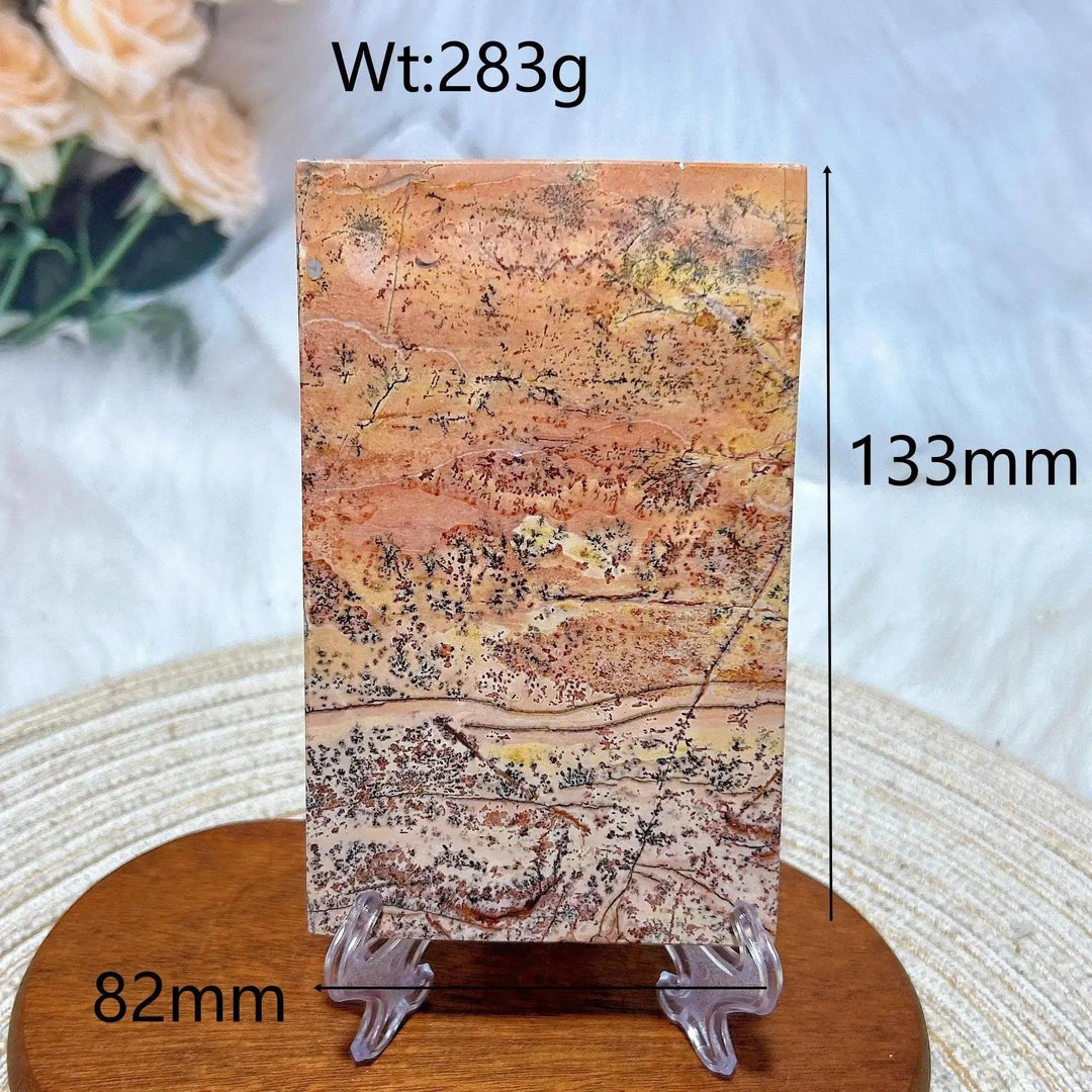 Polished Picture Jasper crystal slab from Crystal Destiny, displaying earthy tones and unique natural landscape patterns.