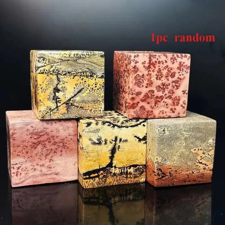 Polished Picture Jasper cubes from Crystal Destiny, 50-60mm, showcasing unique earthy patterns for grounding energy.