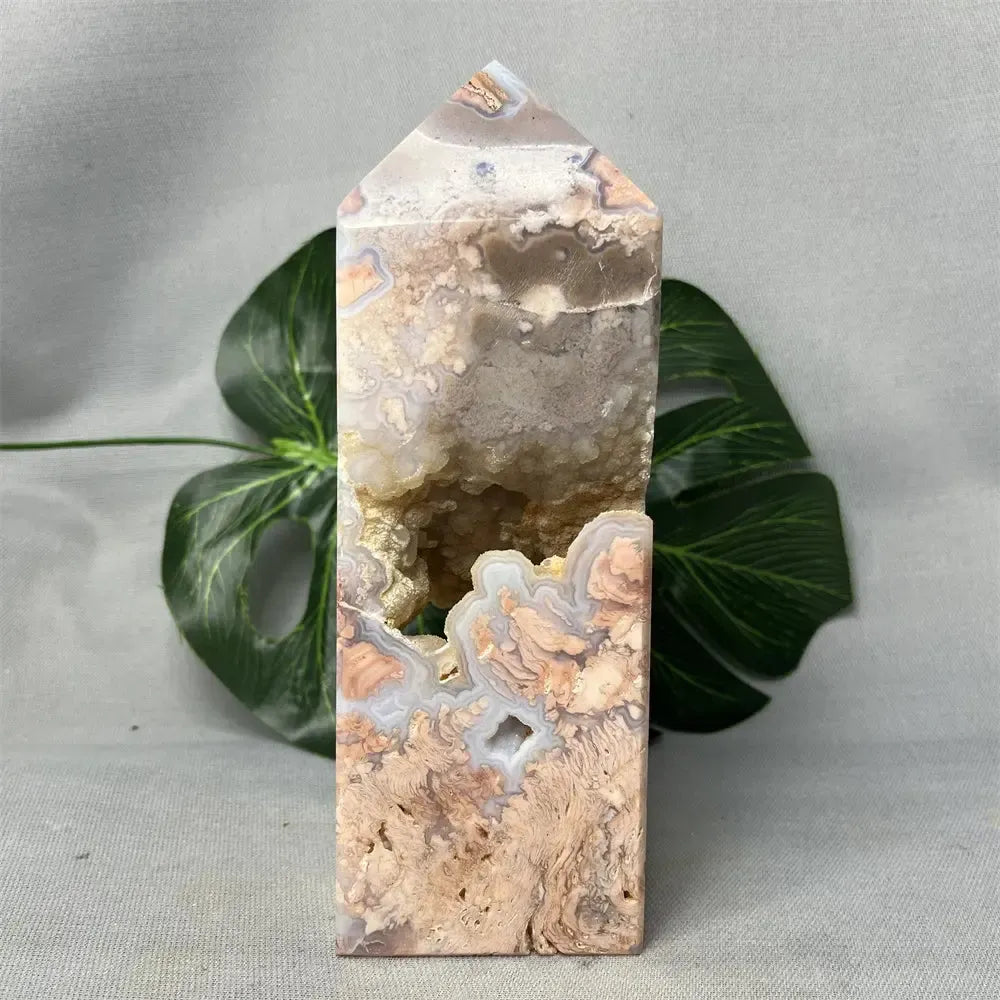 Pink Agate Geode Crystal Tower-Towers-Ali-1300g - 195mm-Crystal Destiny