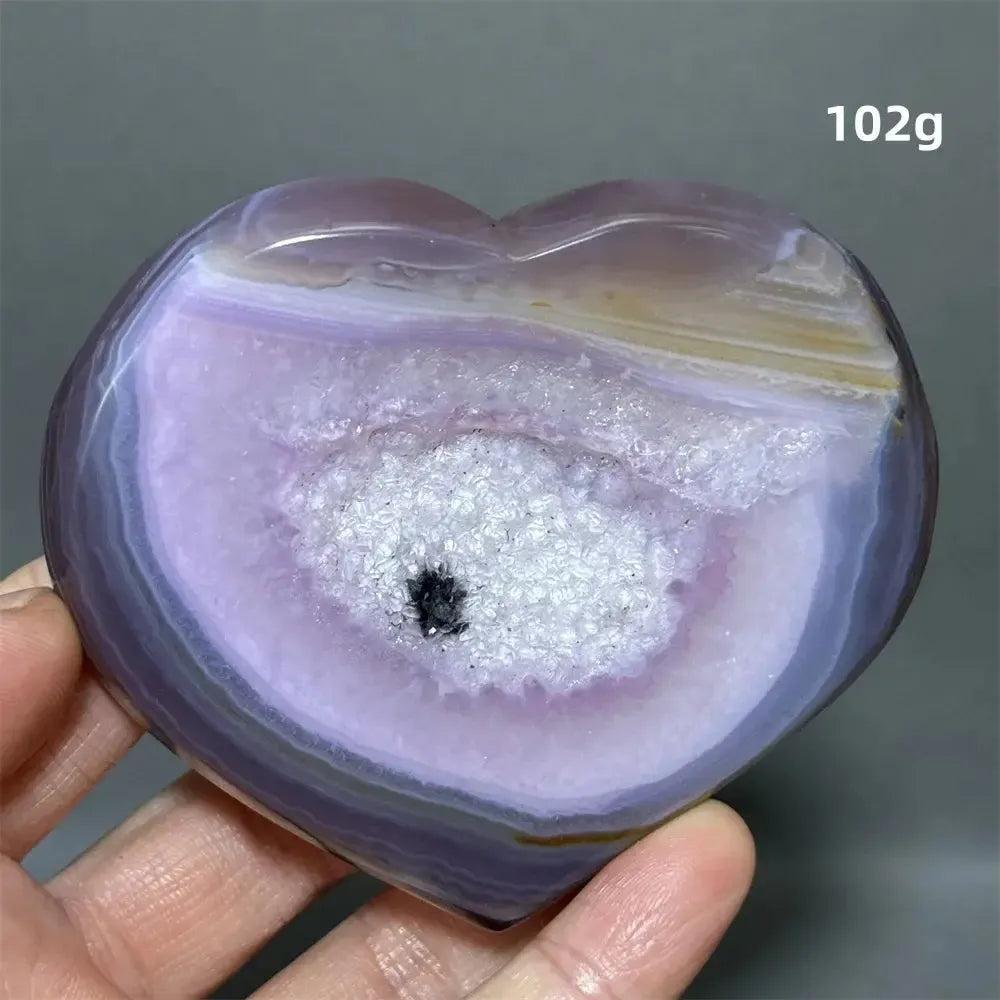 Pink Agate Geode Heart