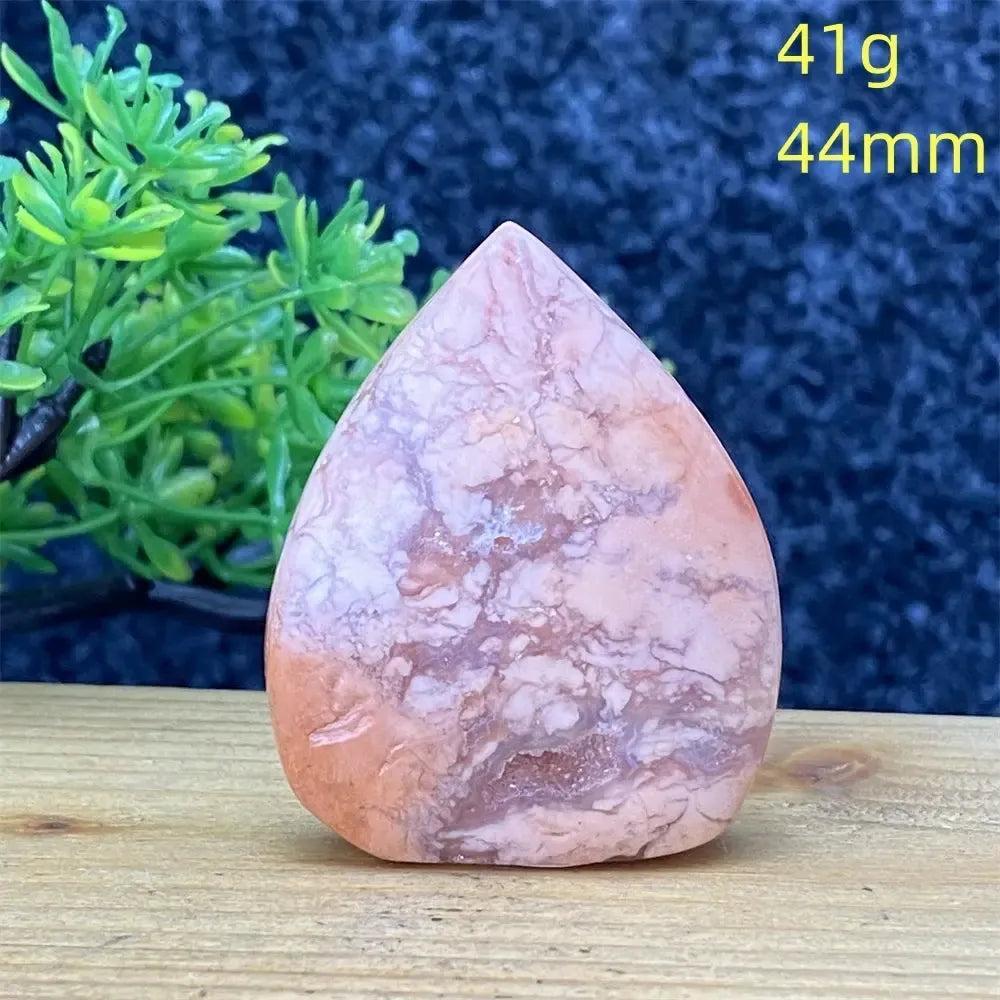 Pink Agate geode torch from Crystal Destiny, 41g, 44mm. Hand-polished, with blush, cream, and dusty rose bands.