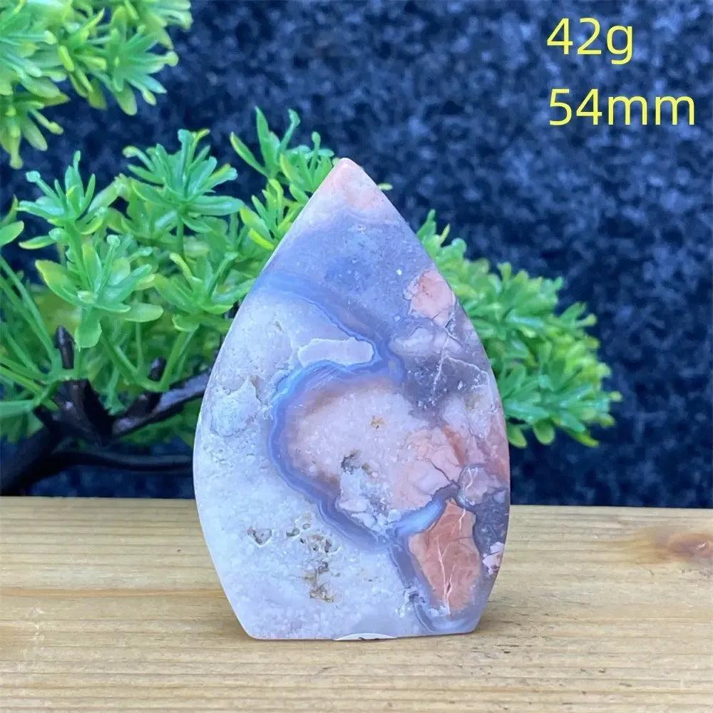 Crystal Destiny's hand-polished Pink Agate geode torch, 54mm, 42g, for emotional balance and self-love.