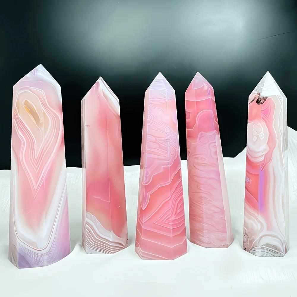 Pink Agate Crystal Tower Pillar for Love and Healing – Crystal Destiny