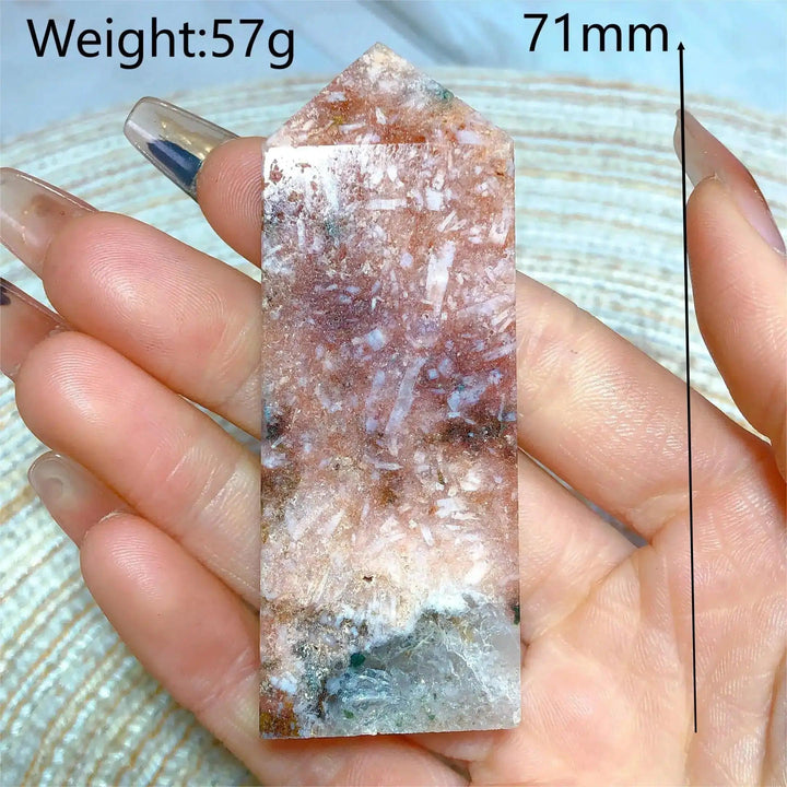 Hand-polished Pink Amethyst Druzy Tower with sparkling quartz crystals and calming lavender tones for heart-centered peace.