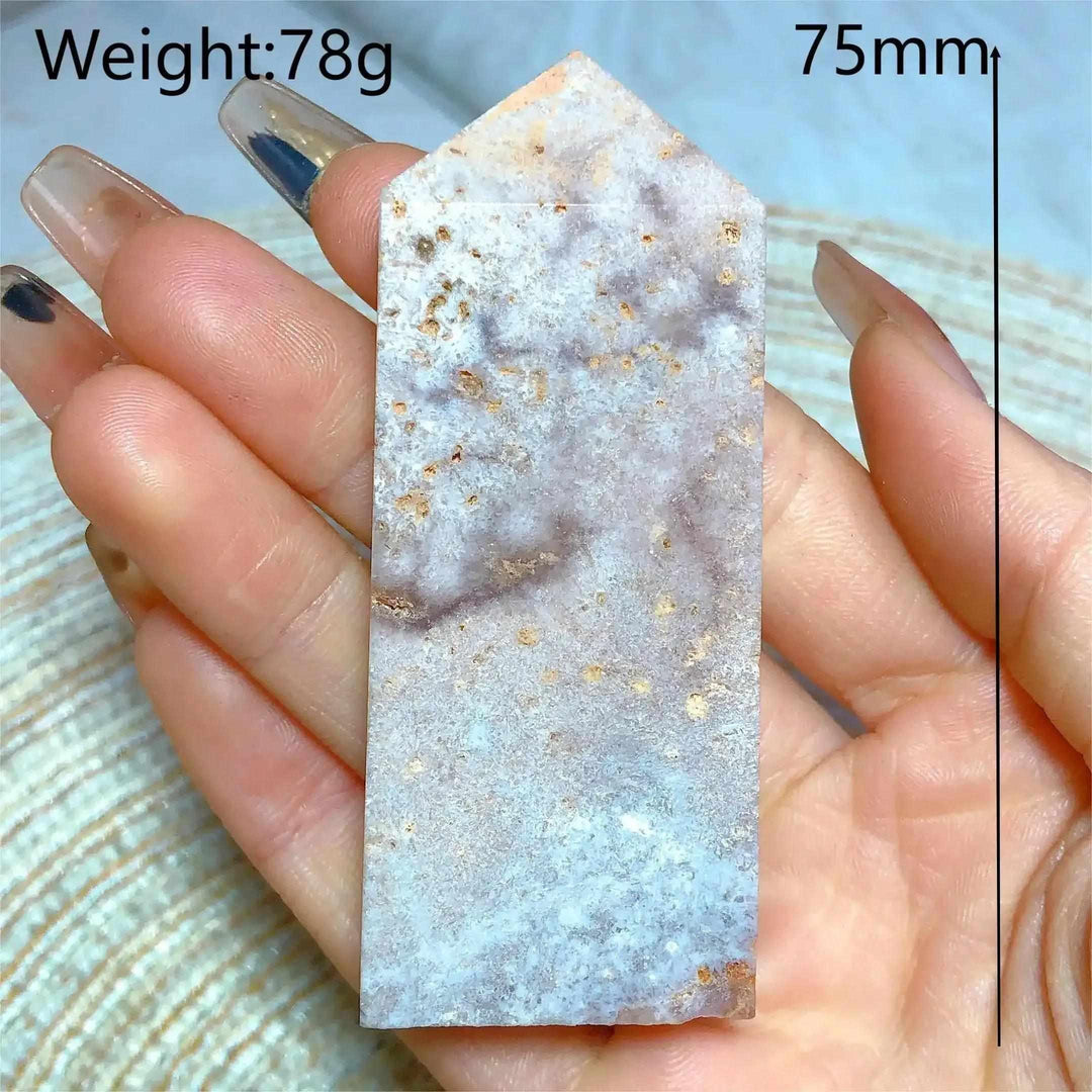 Hand-polished 75mm Pink Amethyst Druzy Tower with soft lavender quartz and sparkling crystal pockets for heart-centered peace.