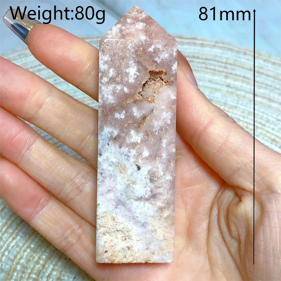 Hand-polished 81mm Pink Amethyst Druzy Tower with sparkling quartz crystals for heart-centered peace and meditation.