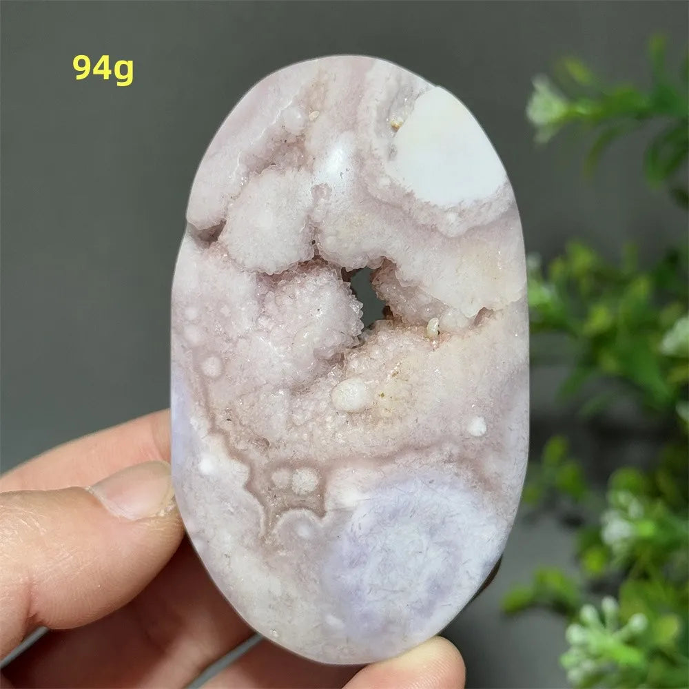 Pink Amethyst Flower Agate Palm Stone