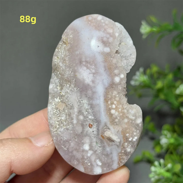 Pink Amethyst Flower Agate Palm Stone