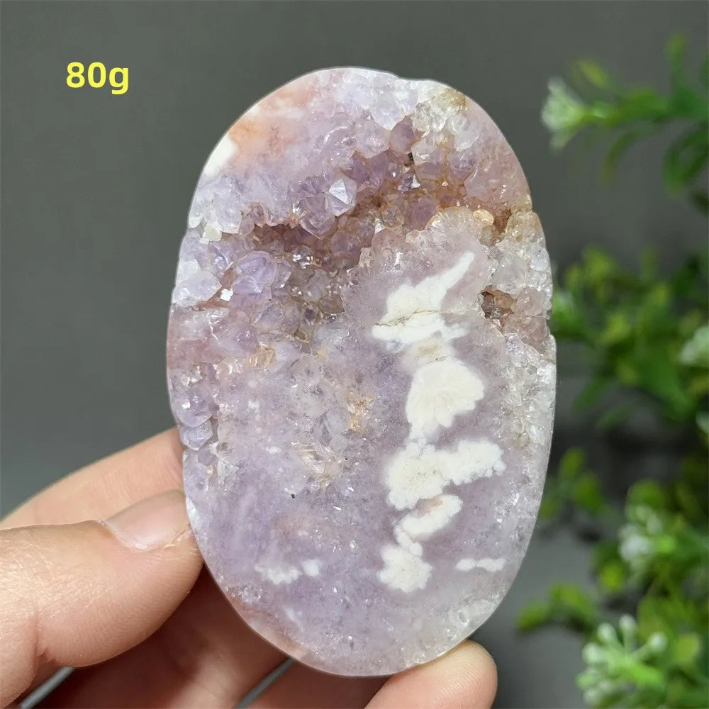 Pink Amethyst Flower Agate Palm Stone