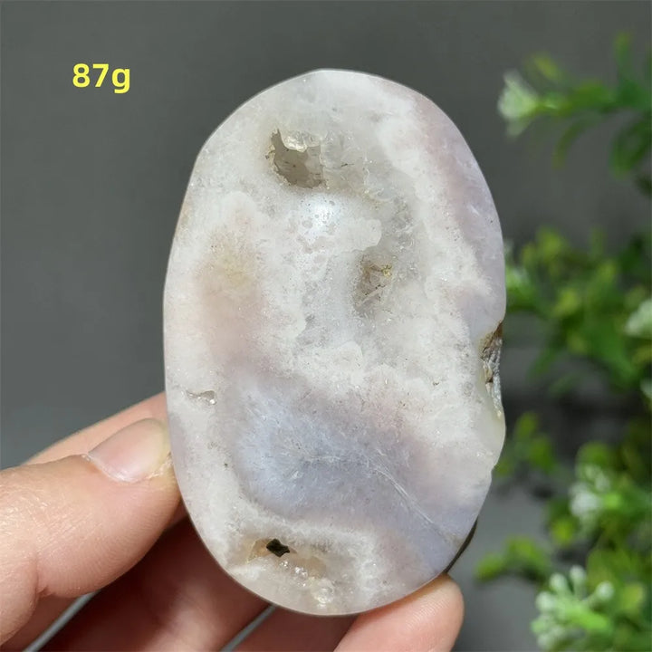Pink Amethyst Flower Agate Palm Stone