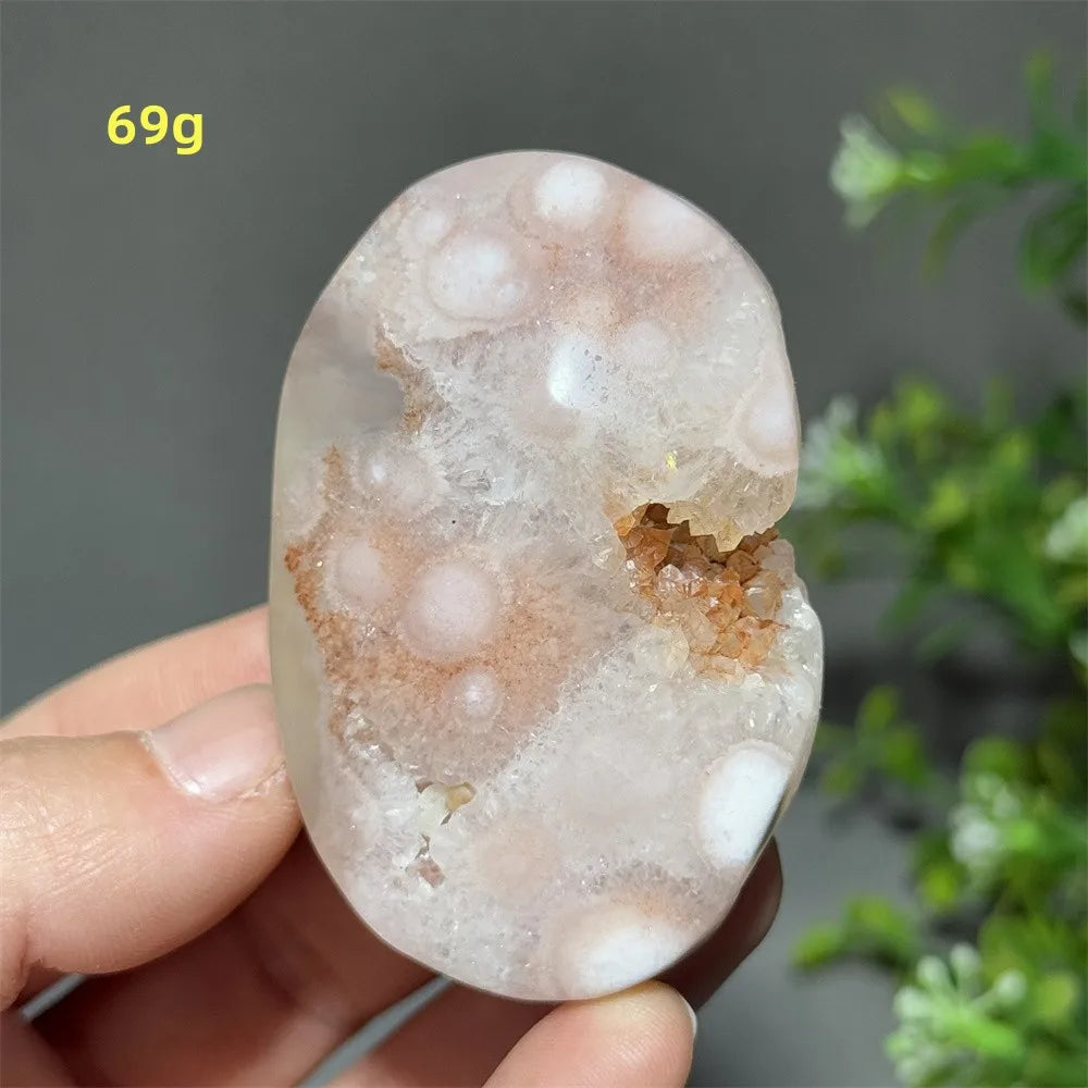 Pink Amethyst Flower Agate Palm Stone