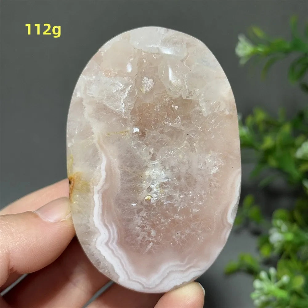 Pink Amethyst Flower Agate Palm Stone