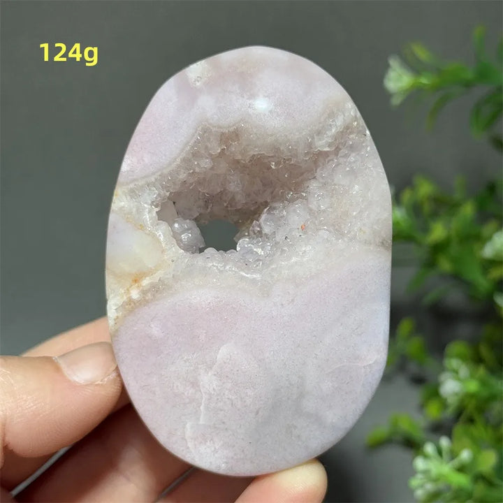 Pink Amethyst Flower Agate Palm Stone
